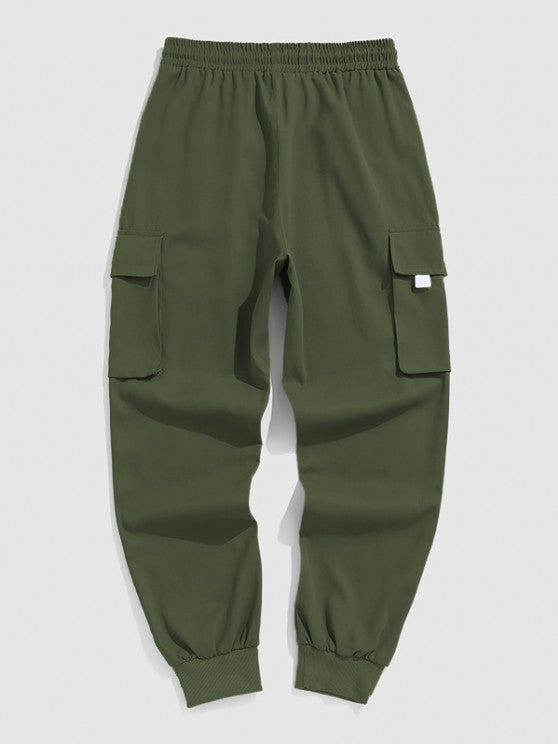 Button Up Striped Shirt And Flap Pocket Cargo Pants Set - Grafton Collection