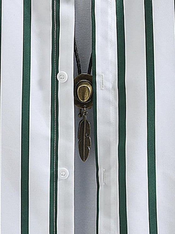 Button Up Striped Shirt And Flap Pocket Cargo Pants Set - Grafton Collection