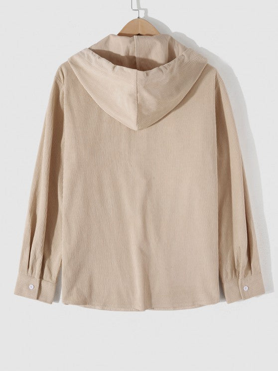 Corduroy Shirt And Letter Printed T Shirt And Embroidered Pants Set - Grafton Collection