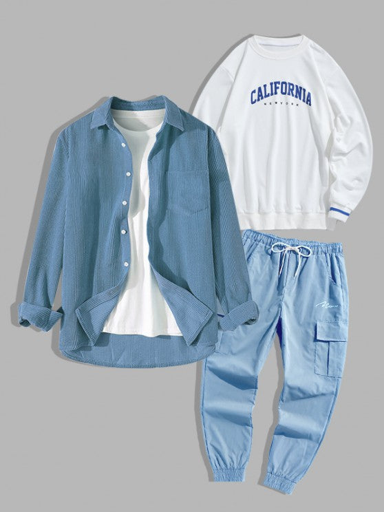 Letter Printed Sweatshirt And Jogger Pants - Grafton Collection