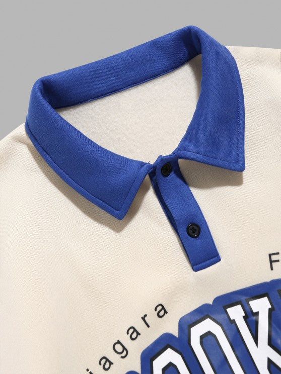 Printed Polo Sweatshirt And Cargo Pants Set - Grafton Collection