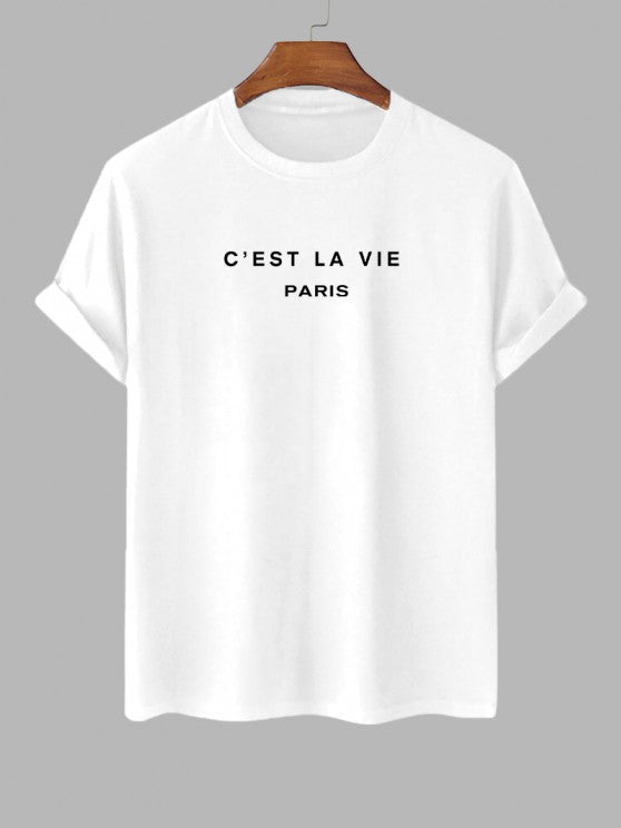 Letter Printed T Shirt And Cargo Pants Set - Grafton Collection