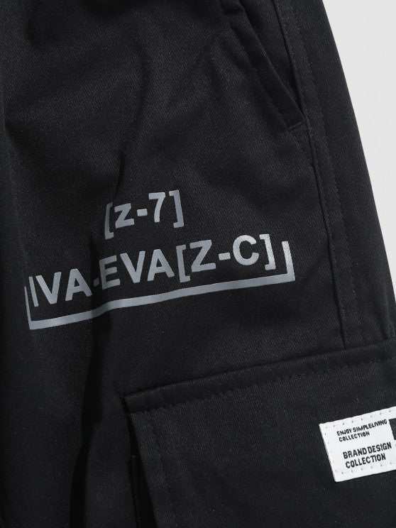 Letter Printed T Shirt And Cargo Pants Set - Grafton Collection