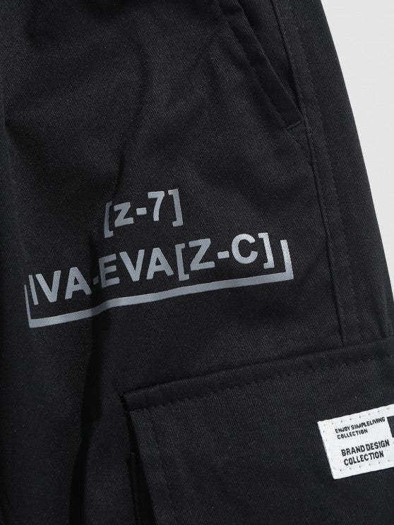 Letter Printed T Shirt And Cargo Pants Set - Grafton Collection