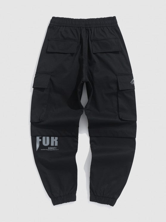 Letter Printed T Shirt And Cargo Pants Set - Grafton Collection