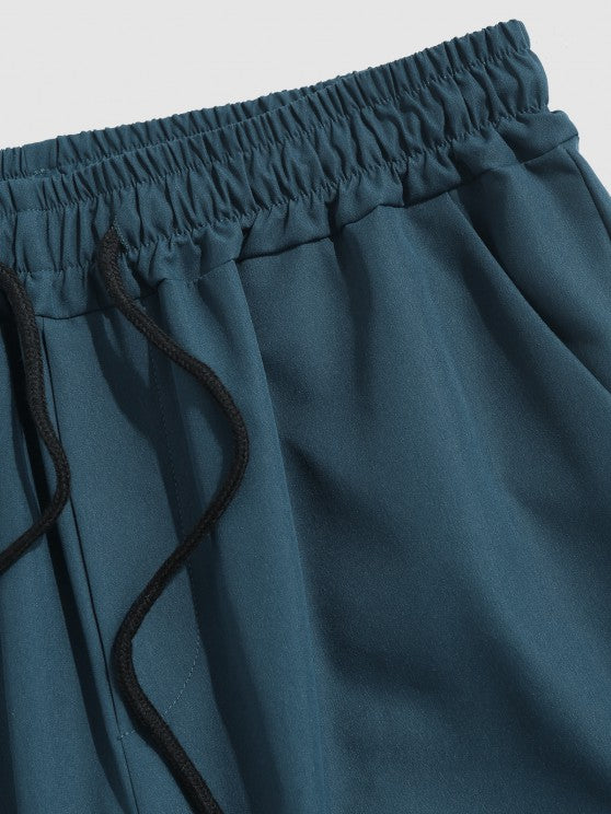 Letter And Bear Pattern Hoodie With Cargo Pants Set - Grafton Collection