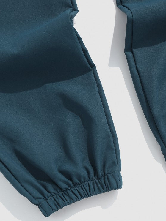 Letter And Bear Pattern Hoodie With Cargo Pants Set - Grafton Collection