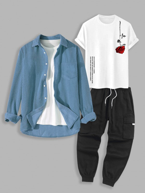 3 Pieces Printed Drawstring Pants Set - Grafton Collection