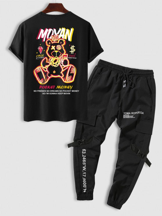 Cartoon Tee And Pants Streetwear Set - Grafton Collection