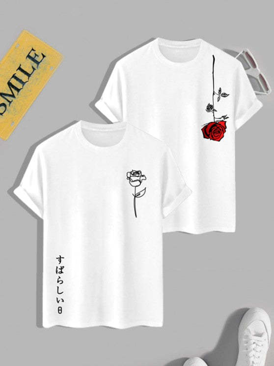 2 Pieces Letter Short Sleeves T Shirts - Grafton Collection