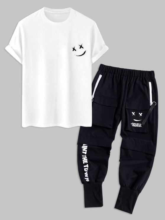 Smiley Graphic Cargo Pants Set - Grafton Collection