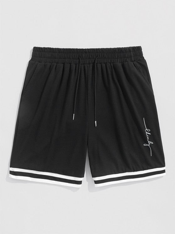 Letter Print T Shirt And Graphic Shorts Set - Grafton Collection