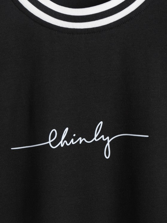 Letter Print T Shirt And Graphic Shorts Set - Grafton Collection