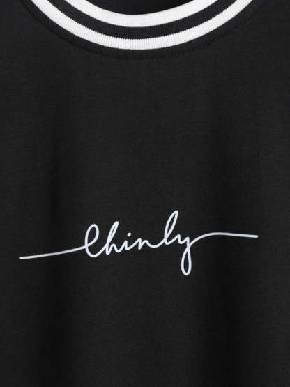 Letter Print T Shirt And Graphic Shorts Set - Grafton Collection
