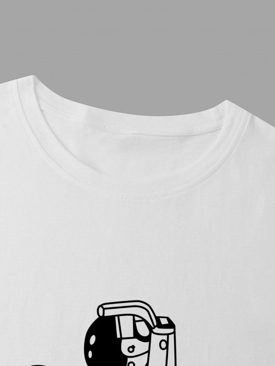 Astronaut Pattern T Shirt And Letter Shorts Set - Grafton Collection