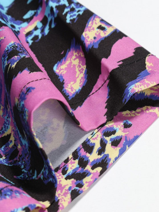 Leopard Pattern Shirt And Cargo Pants Set - Grafton Collection