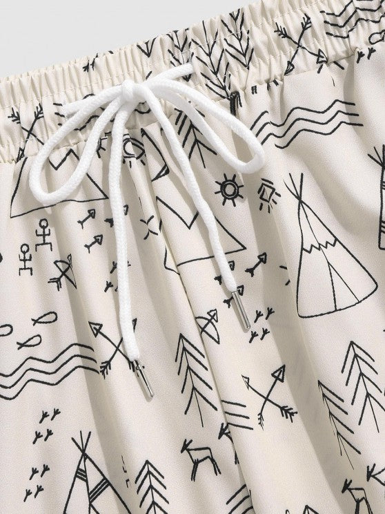 Geometric Pattern Short Sleeves Shirt And Shorts - Grafton Collection