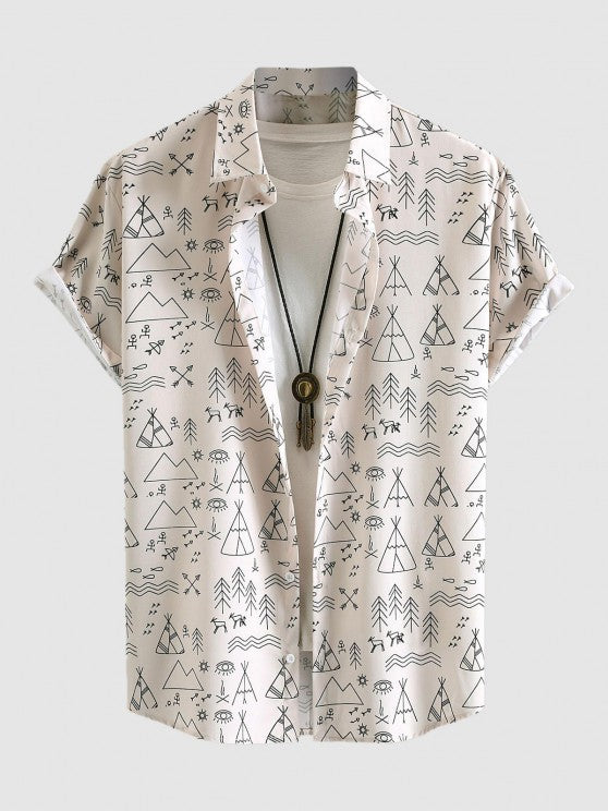 Geometric Pattern Short Sleeves Shirt And Shorts - Grafton Collection