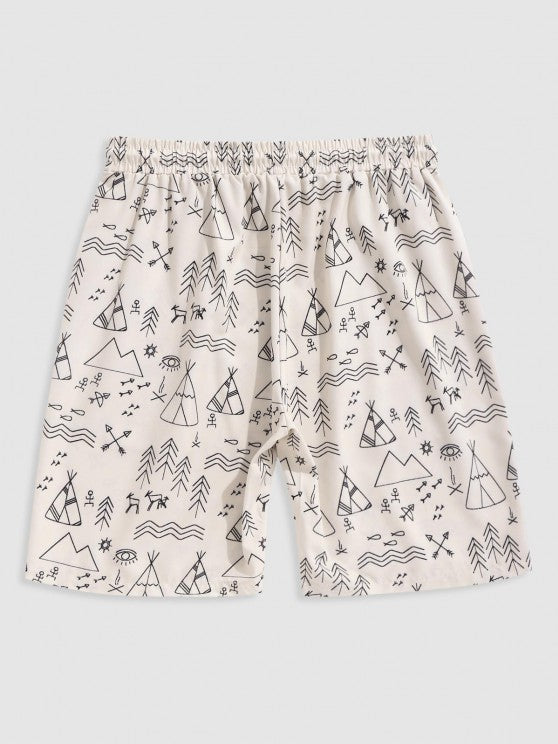 Geometric Pattern Short Sleeves Shirt And Shorts - Grafton Collection