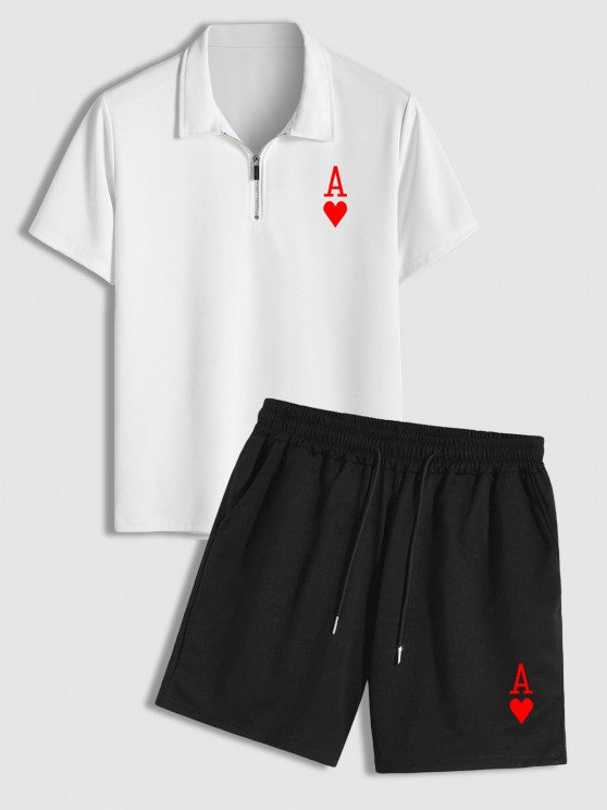 Card A Printed T Shirt And Shorts Set - Grafton Collection