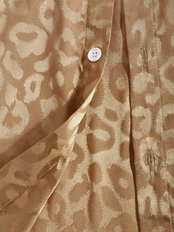 Silky Leopard Print Satin Short Sleeve Shirt - Grafton Collection