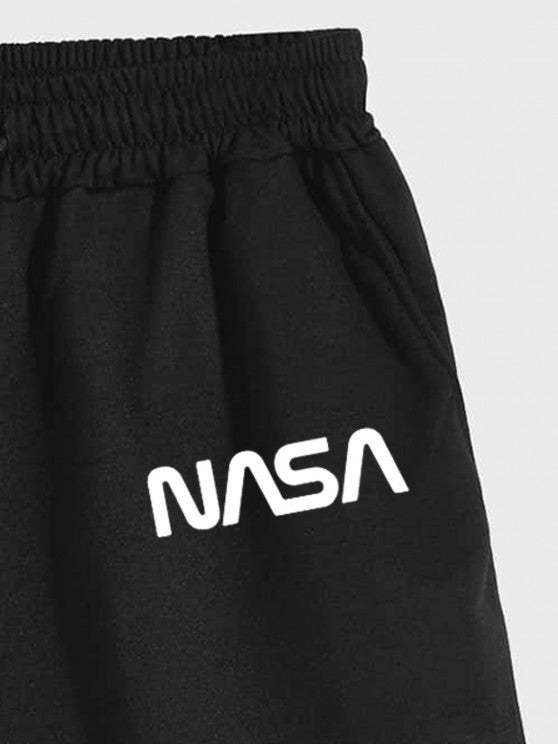 Astronaut Pattern T Shirt And Letter Shorts Set - Grafton Collection