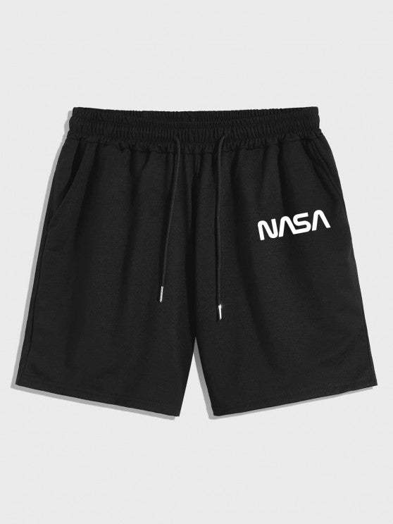 Astronaut Pattern T Shirt And Letter Shorts Set - Grafton Collection