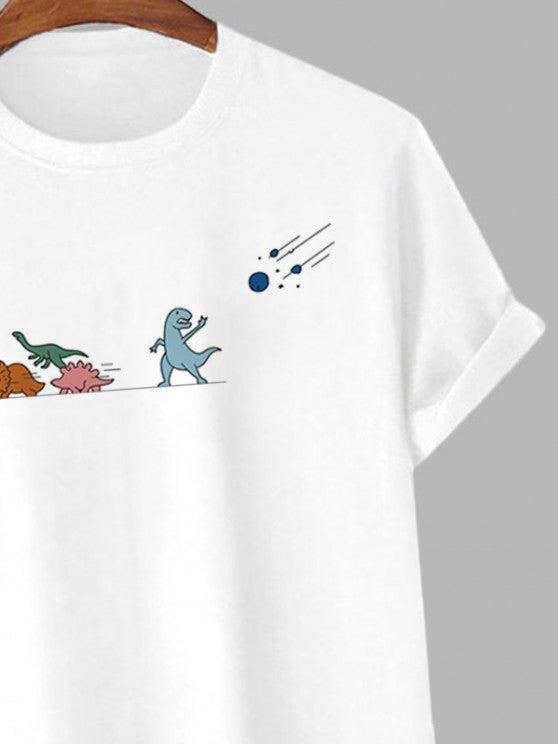 Cartoon Pattern T Shirt And Letter Printed Shorts Set - Grafton Collection