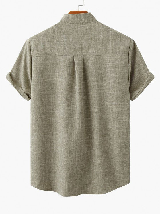 Textured Shirt And Suit Shorts - Grafton Collection