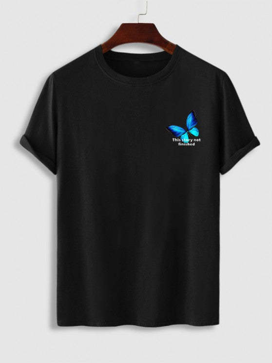 Slogan Butterfly Pattern T Shirt And Shorts - Grafton Collection