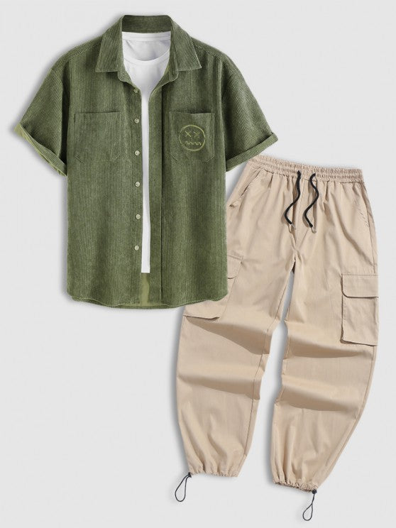 Embroidered Shirt And Cargo Pants Set - Grafton Collection
