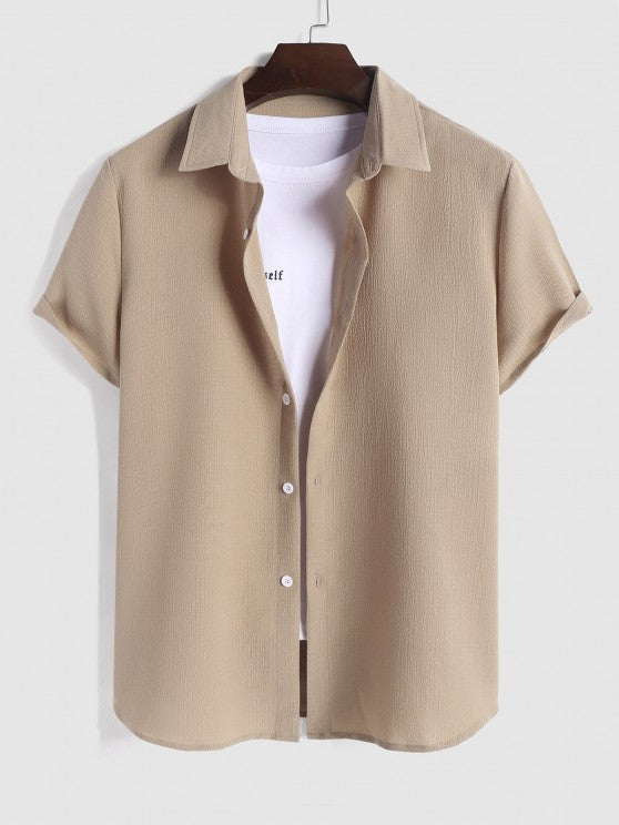 Textured Shirt And Casual Shorts Set - Grafton Collection