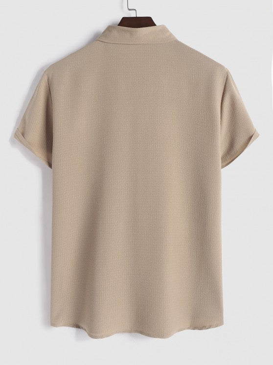 Textured Shirt And Casual Shorts Set - Grafton Collection