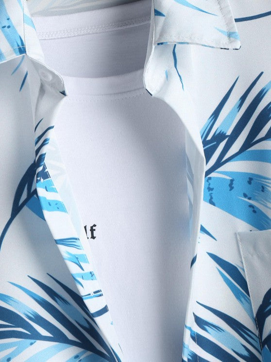 Leaves Printed Shirt And Casual Shorts - Grafton Collection