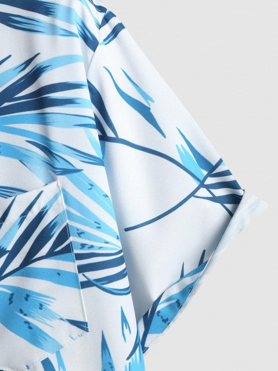 Leaves Printed Shirt And Casual Shorts - Grafton Collection