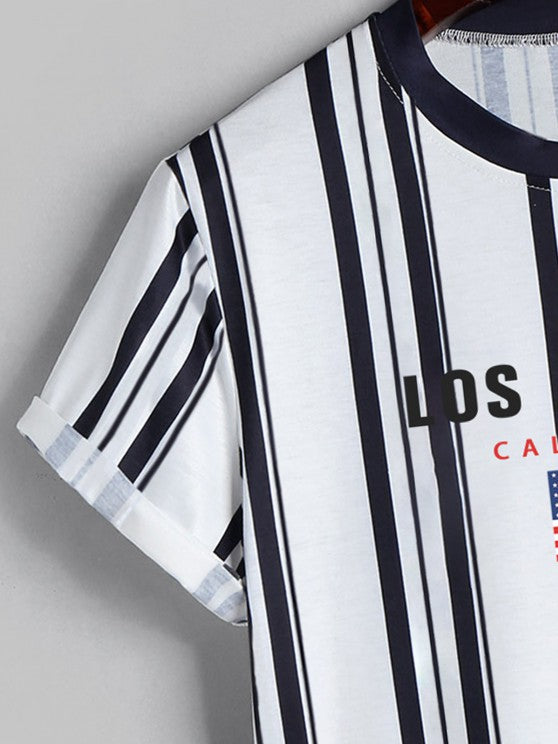 Striped T Shirt And Shorts Set - Grafton Collection