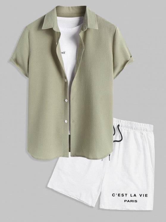 Textured Shirt With Shorts Set - Grafton Collection
