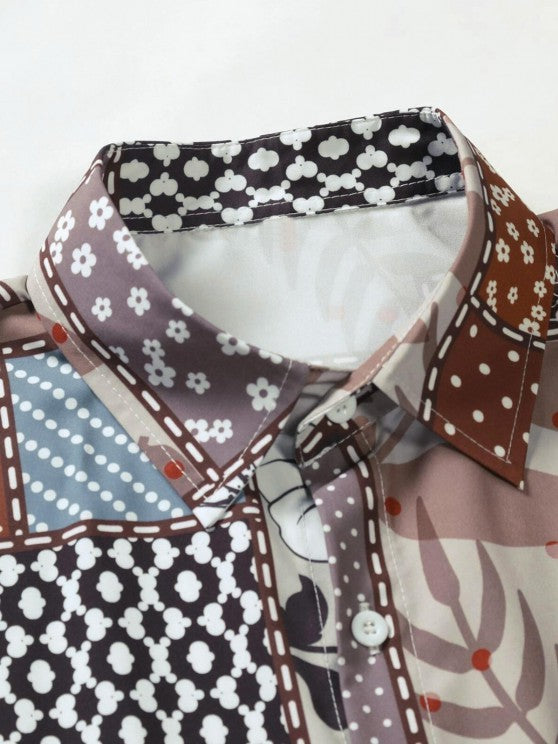 Printed Short Sleeve Shirt With Shorts Set - Grafton Collection