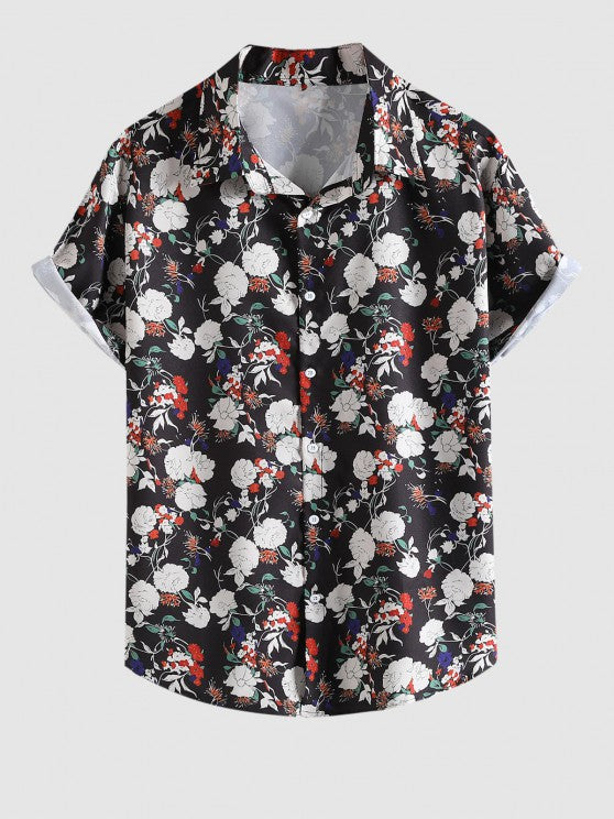 Floral Print Short Sleeve Shirt And Pants Set - Grafton Collection