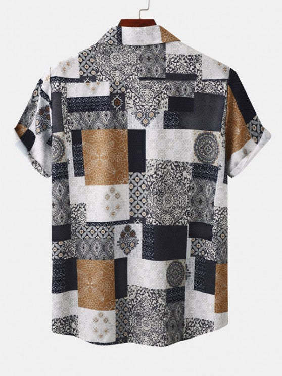 Print Short Sleeves Shirt And Pants Set - Grafton Collection
