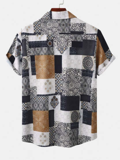 Print Short Sleeves Shirt And Pants Set - Grafton Collection