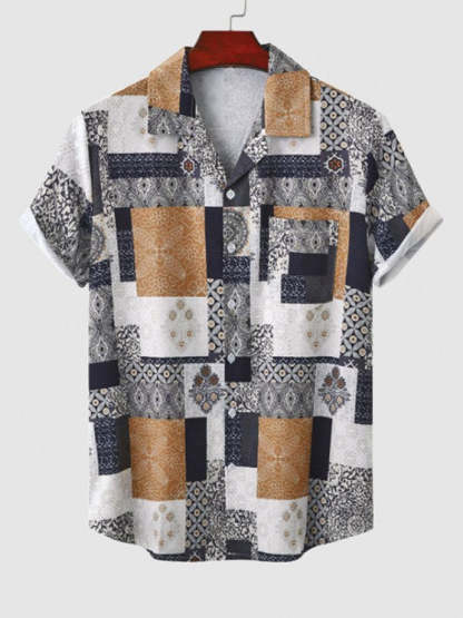 Print Short Sleeves Shirt And Pants Set - Grafton Collection