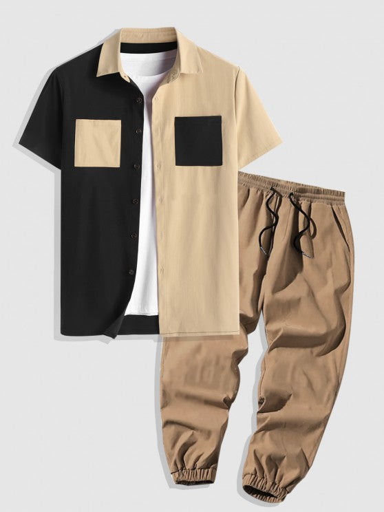 Short Sleeves Shirt With Patched Pockets Pants - Grafton Collection