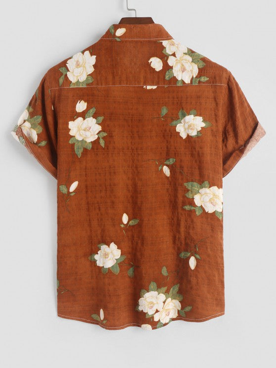 Flowers Pattern Shirt With Soft Textured Shorts - Grafton Collection