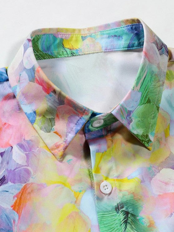 Splash Tie Dye Shirt And Casual Shorts Set - Grafton Collection