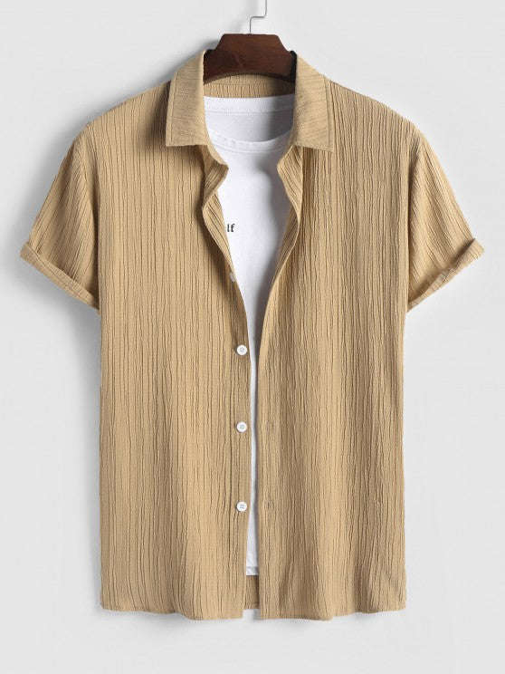 Short Sleeves Textured Shirt And Casual Shorts - Grafton Collection
