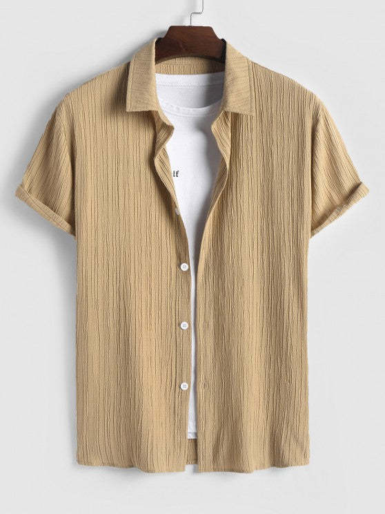 Short Sleeves Textured Shirt And Casual Shorts - Grafton Collection