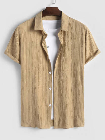 Short Sleeves Textured Shirt And Casual Shorts - Grafton Collection
