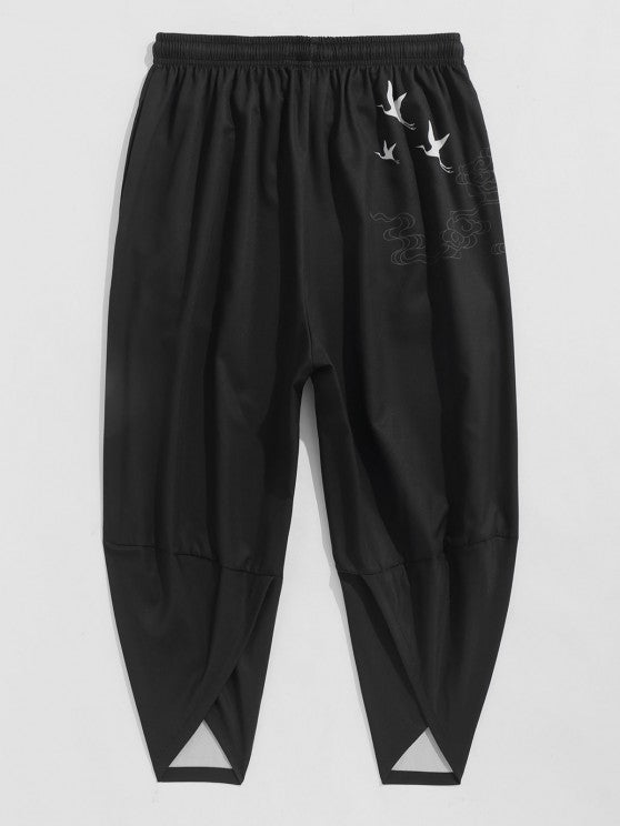 Crane Floral Pattern Front Kimono And Pants - Grafton Collection