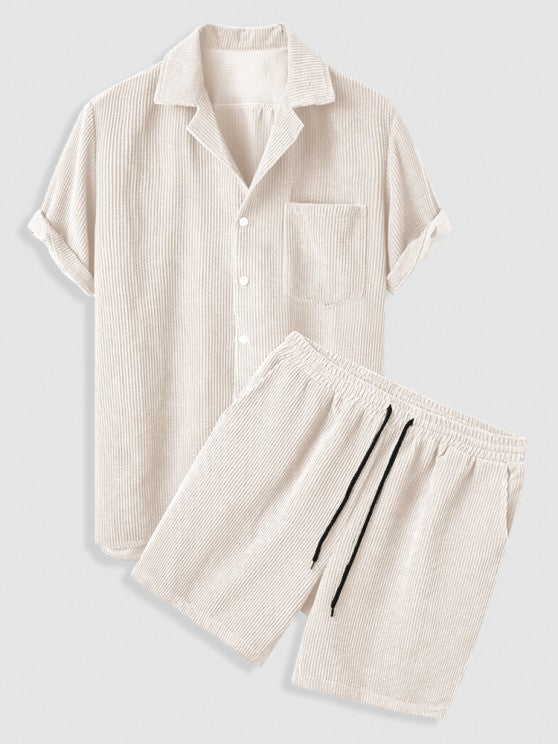 Corduroy Button Shirt And Shorts Set - Grafton Collection